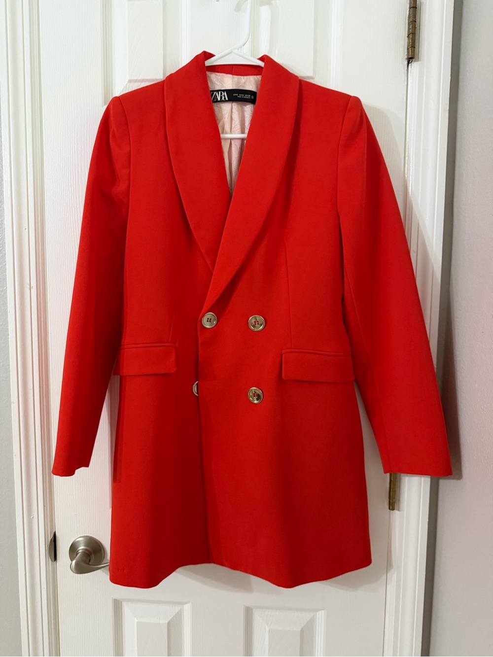 Zara Red Blazer with Pink Textured Lining